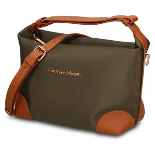 Handtasche für Damen, neu, aus veganem Leder, zweifarbig, schwarz und braun - Grün