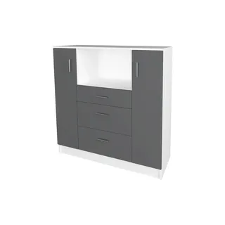 VCM Sideboard 109 x 110 x 40 cm Weiß / Mehrfarbig