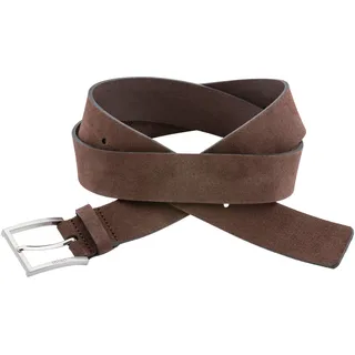 Ledergürtel HUGO "Mirto_Sz35", Herren, Gr. 110, braun (schwarz braun 202), Leder, unifarben, Gürtel Ledergürtel, aus Veloursleder mit Logo-Gravur auf der Dornschließe