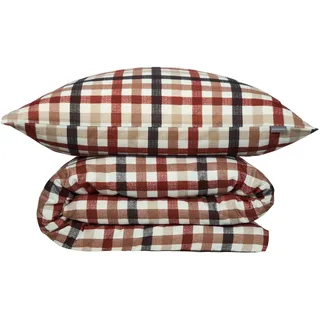 SCHIESSER Bettwäscheset James - Feinbiber - 2-teilig - 135 x 200 cm - Braun-Blau