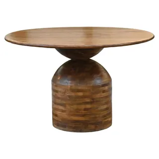 Esszimmertisch Rund 120 cm aus Mango Massivholz für Küche - Orange