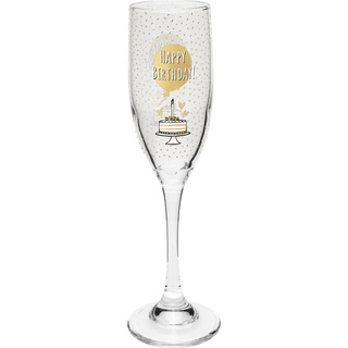 GRUSS & CO Sektglas mit Motiv "Happy birthday" | bedrucktes Secco-Glas, Höhe 22,3 cm, 20 cl | Geschenk Geburtstag, Valentinstag | 47828