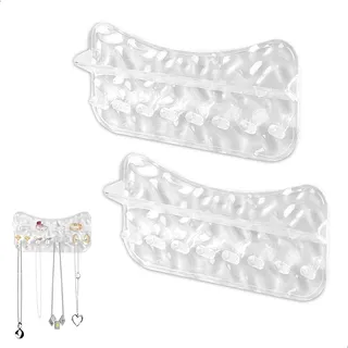 mimzemamz Schmuckaufbewahrung Wand Kettenhalter, 2 Stück Schmuckhalter Wand mit 8 Haken, Schmuck Organizer Hängend für Halsketten, Schlüssel, Armbänder und Ohrringe, Transparente