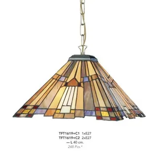 Casa Padrino Tiffany Hängeleuchte im Jugendstil, Buntglas-Design, Durchmesser 40 cm, 1-flammig