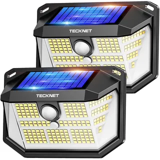 TECKNET Solarlampen für Außen, 【2 Stücke】 231 LED Solarlampe 300° Superhelle mit Bewegungsmelder 3 Modi IP65 Wasserdichte Wandleuchte für Wand Post Pathway Garten Garage