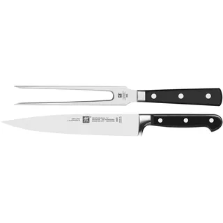 Zwilling Professional S Messer-Set, 2-teilig (Fleischmesser 20 cm, Fleischgabel 18 cm), Rostfreier Spezialstahl/Kunststoff-Griff mit Nieten, Schwarz [Made in Germany], schwarz