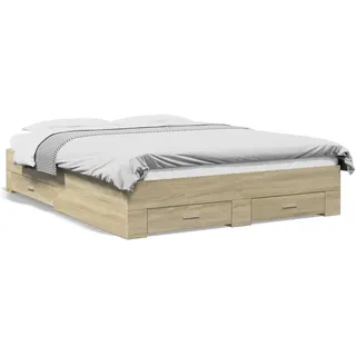vidaXL Bettgestell mit Schubladen Sonoma-Eiche 160x200cm Holzwerkstoff - Braun