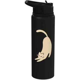 90er Jahre Y2K Niedliche schlafende Kater Katze Stretching Stainless Steel Insulated Water Bottle