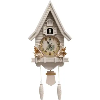 Moderne Kuckucksuhr - Wanduhr - Einstellbare Lautstärke Hoch/Niedrig/Aus - Maße 32,5×11×69 cm - Kunststoff - Batterie nicht enthalten - Weiß