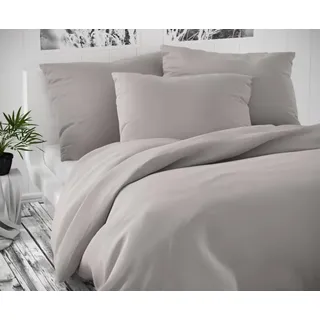 Kvalitex Satiniertes französisches Leinen LUXURY COLLECTION 1+2, 220x200, 70x90cm hellgrau - Grau