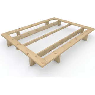 Massivholzbett im japanischen Stil "Komorebi" 140x200 Zirbe - Naturbelassen
