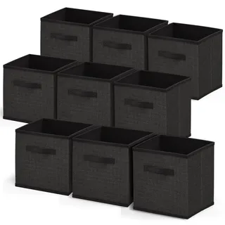 Würfelförmige Aufbewahrungskörbe, faltbar, 9 Würfel, Stoff-Aufbewahrungswürfel, Aufbewahrungskorb mit Griffen, schwarze Schrank-Aufbewahrungskörbe, 27,9 cm, würfelförmige Aufbewahrungsbehälter für