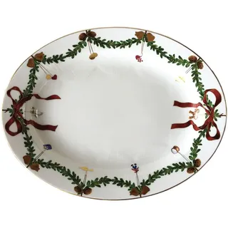 Royal Copenhagen 1017443 Star Fluted/Xmas Platte Oval Gross 37Cm, Porzellan, Mehrfarbig