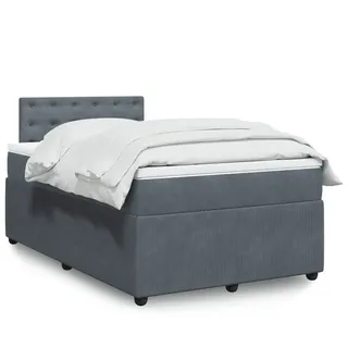 vidaXL Boxspringbett mit Matratze Dunkelgrau 120x190 cm Samt