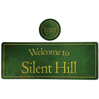 Silent Hill XL Schreibtischunterlage und Untersetzer Set - Große rutschfeste Gaming Pad & Getränkeuntersetzer für Horror Videospiel Fans