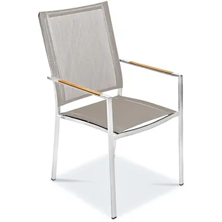 Stapelsessel Venus II Edelstahl - Batyline taupe Armlehne Teak