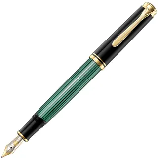 Pelikan M400 Kolbenfüller schwarz/grün/gold B (breit), 1