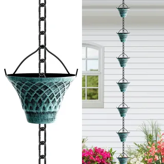 Tfro & Cile Regenkette, Regenrinne, Fallauslauffänger, Außenwasserumleiter, dekorativer Garten, Regenbecher, Glockenspiel, Heimdekoration, 2,5 m lang