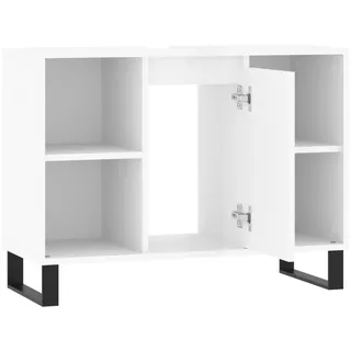 vidaXL Badschrank Hochglanz-Weiß 80x33x60 cm Holzwerkstoff - Weiß