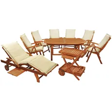 Bild von indoba® Gartenmöbel Set 16-teilig »Sun Flair«, Auflagen Premium Beige - IND-70562-SFSE9SLSWAUHLAUSL, beige