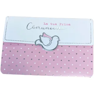 LINA OFFICINE GRAFICHE CREATIVE Glückwunschkarte Kommunion Mädchen - Geldtasche, mit Etikett zum Schließen Umschlag, 11 x 16 cm 56-557