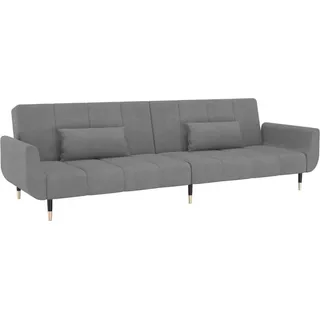 Schlafsofa 2-Sitzer mit 2 Kissen Hellgrau Samt - Grau, Hellgrau