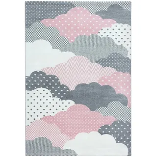 Ayyildiz Teppiche Kinderteppich »Bambi 820« rechteckig 11 mm Höhe auch in rund, Wolken Motiv, Kurzflor, pink