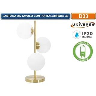 Lampe Licht Tisch- Röhrenförmig Bronze Mit Kugel Glas D33 Birne G9 Uni