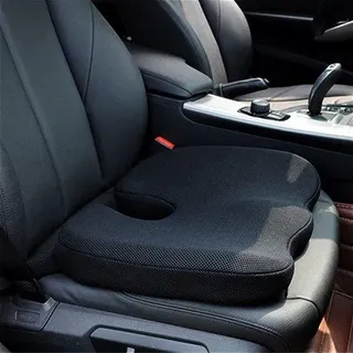Unyqoos® Ergonomisches Memory‐Foam Sitzkissen (Traagschaumkern) 7,8 cm – Auto & Sitzvergrößerung, atmungsaktiver Bezug, Antirutsch - Schwarz