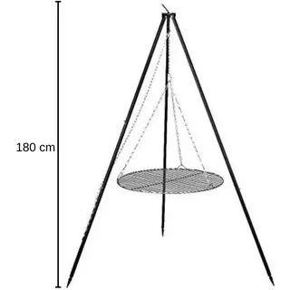 Schwenkgrill NOBEL Edelstahlrost Höhe 180 cm Ø50 cm Dreibeingrill Feuerstelle - Schwarz