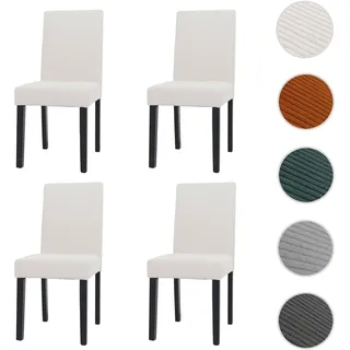4er-Set Esszimmerstuhl Littau, Stuhl Küchenstuhl Hochlehner, Stoff/Textil Cord Holz ~ creme, dunkle