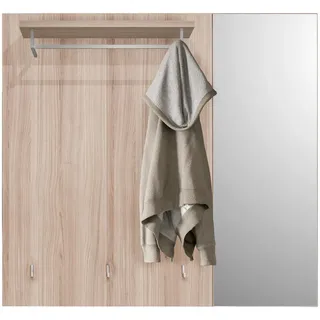 Voleo Garderobenpaneel , Grau, Eichefarben , Holzwerkstoff , 120x112x30 cm , FSC Mix , Aufhängemöglichkeit, Hutablage, Kleiderstange, mit Außenspiegel , Garderobe, Garderoben-Sets & Garderoben-Serien, Garderoben-Serien