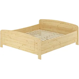 Erst-Holz Seniorenbett extra hoch 180x200 Doppelbett Holzbett Massivholz Kiefer Bett mit Rollrost 60.44-18