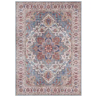 HANSE HOME "Anthea" Gr. 1, blau (cyan, blau), H:5mm Ø:160cm, Polyester, Teppiche, Teppich, Orientalisch, Orient, Vintage, Wohnzimmer, Schlafzimmer, Esszimmer