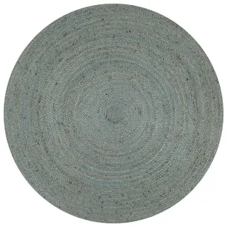 vidaXL Teppich Handgefertigt Jute Rund 90 cm Olivgrün