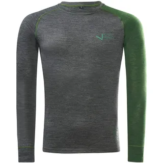 Black Crevice Herren Langarmshirt aus Merino Wolle in 3XL - Anthracite/Forest Green I Funktionsshirt atmungsaktiv I Funktionsunterwäsche I Base Layer I Long Sleeve I Skiunterwäsche