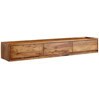 Mid.you Lowboard , Sheeshamfarben , Holz , Sheesham , massiv , 3 Schubladen , 25x35x160 cm , hängend, handgemacht , Wohnzimmer, TV Möbel, Lowboards, Lowboards hängend