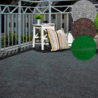 Andiamo Kunstrasen »Aberdeen, Made in Belgium« rechteckig 10 mm Höhe mit Drainagenoppen, für Balkon, Terrasse, Wintergarten, Nadelfilz, grau