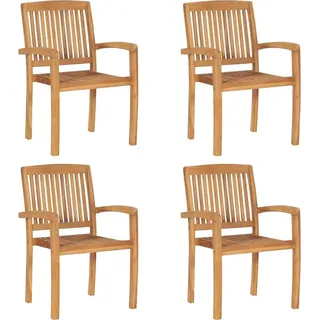 vidaXL Stapelbare Gartenstühle mit Kissen 4 Stk. Massivholz Teak - Rot