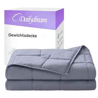 DAILYDREAM Therapie Gewichtsdecke | 155x200 | 7 kg | Grau | aus 100% Baumwolle | mit Glasperlenfüllung | schwere Decke zum Schlafen | Weighted Blanket | Therapiedecke | Körpergewicht 66-82 kg