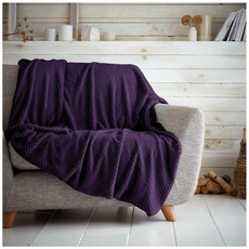 Luxuriöse Fleece-Überwurfdecke, warme und gemütliche Waffel-Überwürfe für Sofas, Flauschige Decke für Bett, lila, 150 x 200 cm
