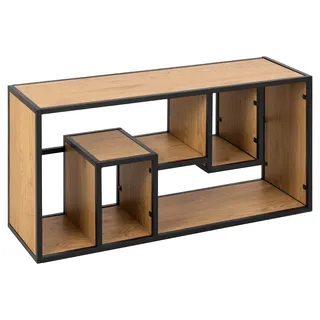 AC Design Furniture Jörn Rustikales Wandregal mit 2 Rechteckigen Abteilungen, Wildeiche-Optik und Schwarzem Metallrahmen, Schlichter Stil für Wohnzimmer, Schlafzimmer, B: 95 x T: 30 x H: 45 cm