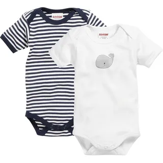 Playshoes Unisex Kleinkind Body Multipack Baby-Body, marine/weiß 1/4-Arm 2er Pack Wal, 74-80