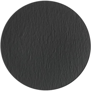 Villeroy & Boch - Manufacture Rock Pizzateller, Spülmaschinenfest, Mikrowellensicher, Pizza Teller Groß 32 cm, Schwarz, Matt, Schieferoptik, Premium Porzellan (Packung mit 6)