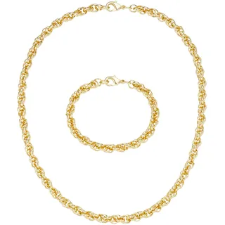 FIRETTI "Multipack Schmuck Geschenk Halskette Armkette", (Set, 2 tlg.) Dreifache Erbskettengliederung, ca. 6,8 mm breit,