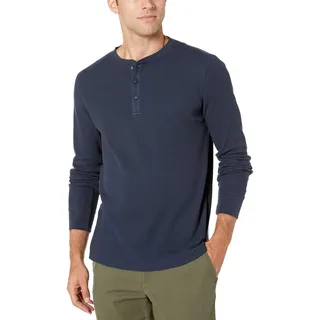 Amazon Essentials Herren Langärmeliges Waffel-Henley, Normale Passform, Marineblau, XXL