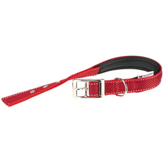 Collare per Cani Riflettente Imbottito DAYTONA DELUXE C25/45, Regolabile, Fibbia in Metallo, Rosso-Nero