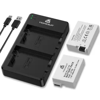 Homesuit LP-E8 Akku 1800mAh und LED USB Dual Ladegerät für Canon EOS Rebel T2i T3i T4i T5i EOS 550D 600D 650D 700D Kiss X4 X5 X6 X6i X7i Kamera (2er-Pack)
