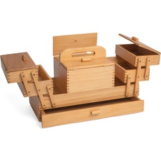 Hobby Gift Etagen-Aufbewahrungsbox aus Holz zum Nähen, Basteln und Hobby, 4 Etagen mit Schublade
