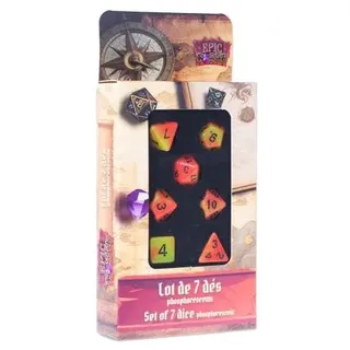 Epic Forge Würfel-Set, 7 Stück, Verschiedene Formate – Leuchtendes Feuer